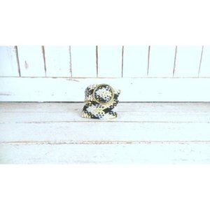 90s vintage wide green ivory gold woven faux leather suede belt